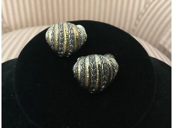 Gold Tone And Silver Braided Earrings - Lot #12
