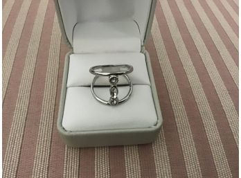 Silvered And Rhinestone Ring