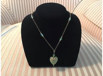 Yumi Gold Tone And Green Necklace With Heart Pendant - Lot #19