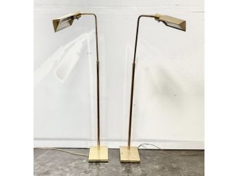 Pair Of Vintage Brass Pharmacy Style Floor Lamps