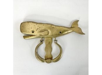Vintage Weathered Brass Whale Door Knocker