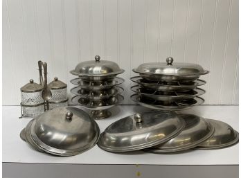 Fabulous Set Of Stainless Covered Individual Serving Trays