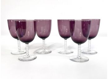 Gorgeous Set Of Amethyst Wine Glasses