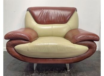Oversized Contemporary Bonded Leather Armchair