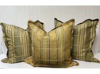 Three Silk Complimenting  Striped Decorative Pillows