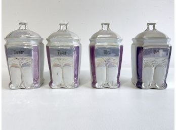 Vintage Ceramic Iridescent Kitchen Canisters