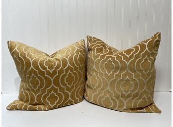 Gold And Ivory Moroccan Maze Decorative Down Pillows