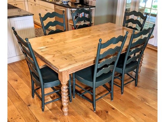 Wood Kitchen Farm Table And 7 Chairs ~ Custom Made