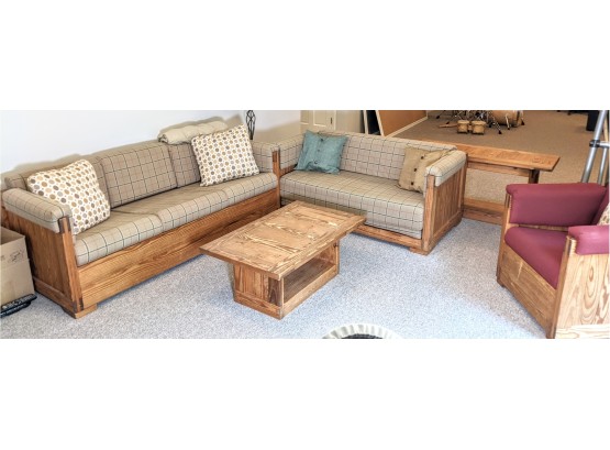 This End Up  ~ 6 Piece Wooden Furniture Set Includes Tables ~ Chairs ~ Sofa ~ Loveseat And More