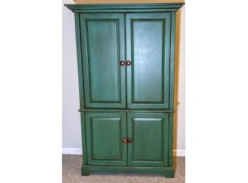 Large Painted Green Armoire TV Cabinet With Lots Of Storage Space - 40x20x74'