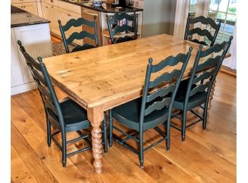 Wood Kitchen Farm Table And 7 Chairs ~ Custom Made