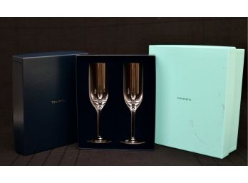TIFFANY & CO. Tall Swedish Crystal Flute Glasses