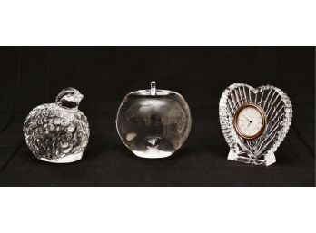 Trio Of TIFFANY & CO, WATERFORD AND VAL ST LAMBERT Crystal Pieces