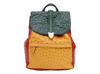 GOLD PFEIL Genuine Ostrich Leather Backpack