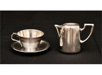 STERLING SILVER Teacup, Saucer And Creamer 9.58 OZT