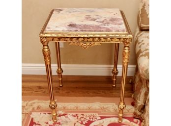 LOUIS XVI Gold Gilt Marble Top Accent Table