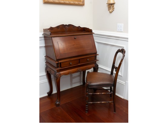 Queen Anne Style Secretary Desk With Chair, Original Retail $1,500