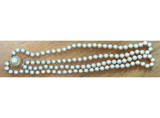 Faux Pearl Costume Jewelry 4 Strand Choker Necklace