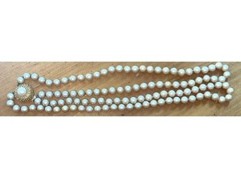 Faux Pearl Costume Jewelry 4 Strand Choker Necklace