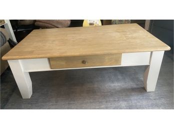 Vintage Solid Wood Coffee Table With Drawer