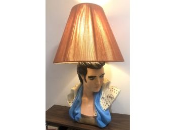 Early 1970s Vintage Chalkware Elvis Presley Table Lamp