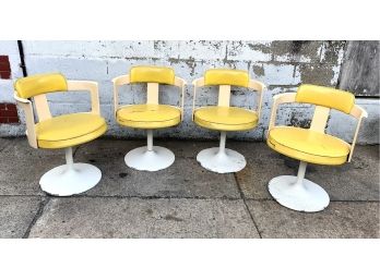 Set Of 4 Vintage Tulip Base Swiveling Chairs