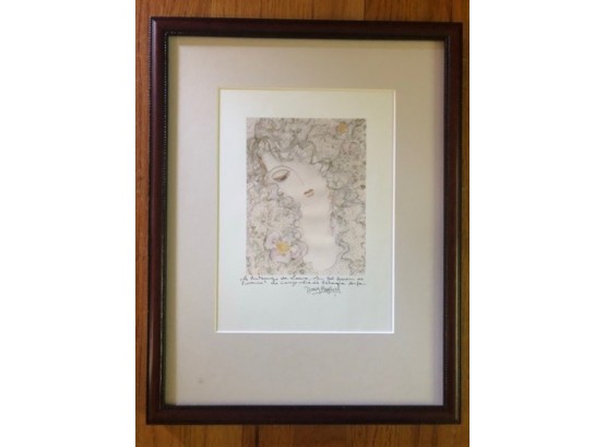Framed And Matted Original Pencil Drawing Of Woman - Signed
