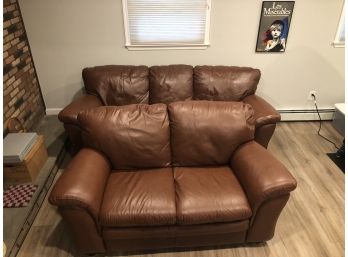 Pair Of Leather Sofas - Excellent Condition, Barely Used - 80' And  56'