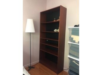 36x76' Book Shelf In Dark Wood Tone With Hunter Green Back Wall