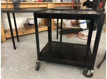 A Work Table And Rolling Cart Pair