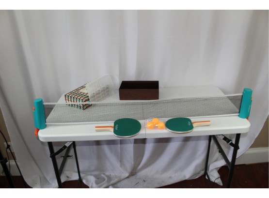 Table Tennis Kit - New In Package - Paddles, Balls And New In Storage Box