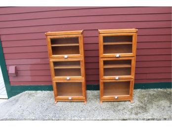 Lot Of 2 Bookcases/Shelving Units With Glass Doors