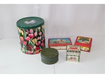 Lot Of  5 Tin Containers