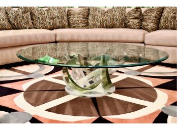 Designer Shlomi HAZIZA Intertwined Acrylic Cocktail Table With Round Beveled Glass