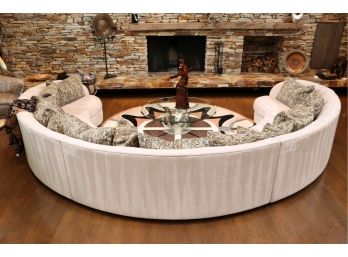 Custom UltraSuede Semi-Circular Sectional Sofa