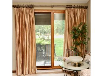 Multicolored Shimmery Striped Silk Shangtung Pinch Pleat Window Treatments  2 Of 2