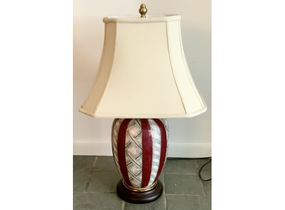 Ceramic Lamp Wood Base