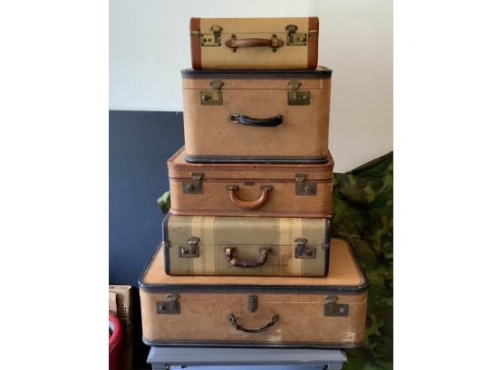 5 Antique Suitcases ~ Franklin & More ~