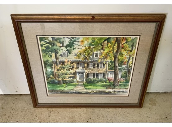 Beautiful Signed Watercolor Of Southern Home
