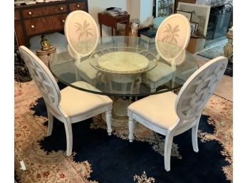 Beautiful High End Glass Top Table And 4 Chairs