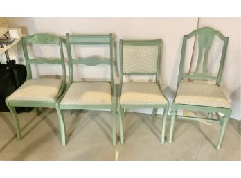 4 Green Painted Vintage Chairs