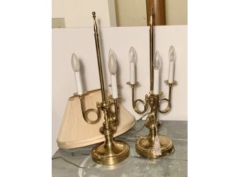 Pair Brass Candelabra Lamps