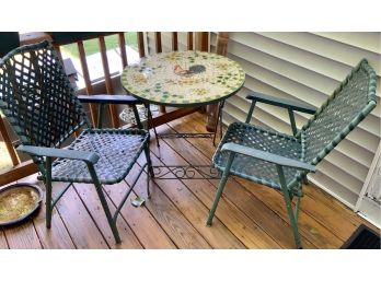 Mosaic Rooster Tile Table & 2 Chairs