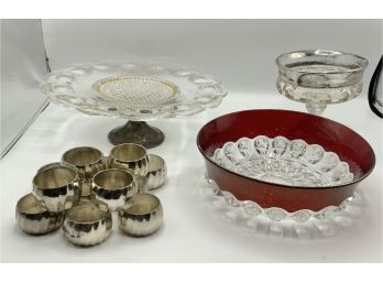 Ruby Flash Bowl, Pedestal Glass Plate With Duchin Sterling Base  & More
