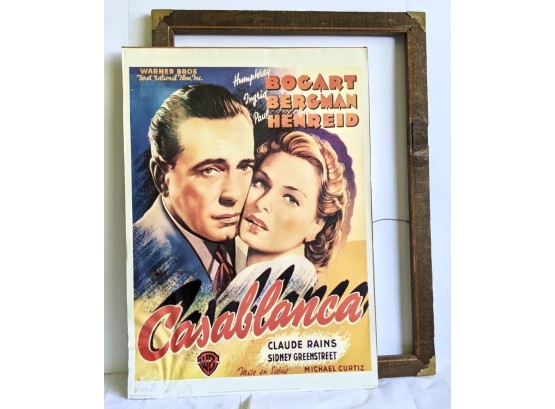 Warner Bros Casablanca Movie Poster (out Of Frame), (Slight Water Damager At Bottom See Photos )