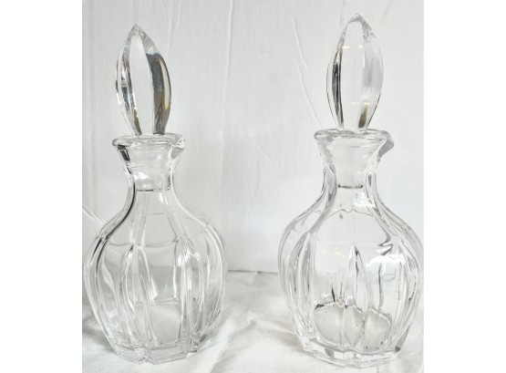 A Pair Of Crystal Oil & Vinegar Bottles With Stoppers