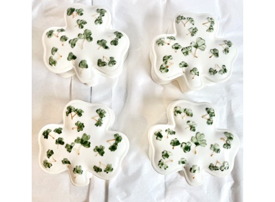Luck Of The Irish With These 4 Clover Ceramic Bowls With Lids