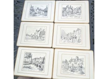 6 Vintage Pimpernel Fayreings Cotswold Pencil Drawing Placemats By Cedric Emanuel