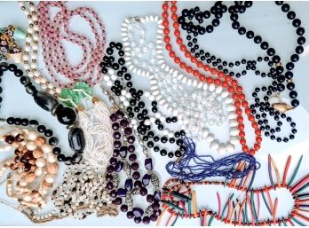 Wow A Costume Jewelry Bonanza!  Over A Dozen Unique Vintage Necklaces To Add To Your Collection