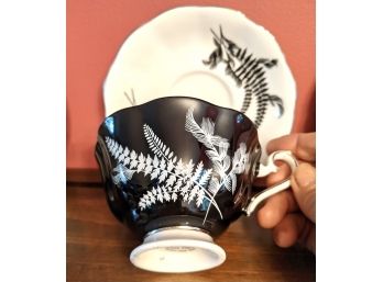 Royal Albert Bone China Black & White Fern Teacup & Saucer From The Night & Day Collection